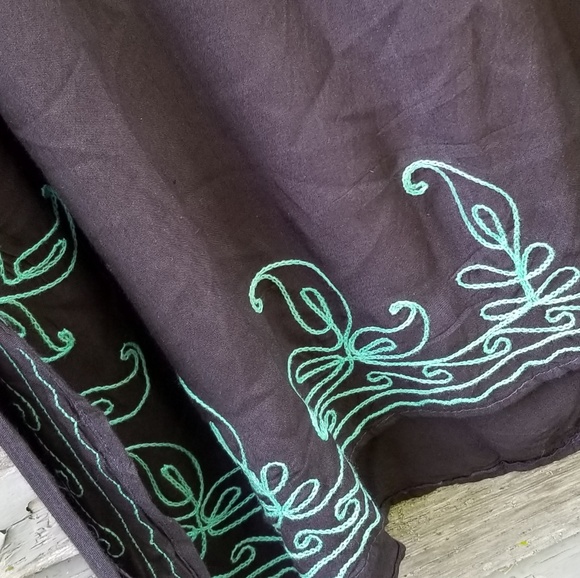 Boho Embroidery Black Maxi Hippie Dress - Picture 5 of 7